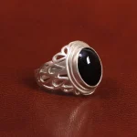 انگشتر عقیق مشکی مردانه کد 26640