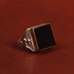 انگشتر عقیق مشکی مردانه کد 26641