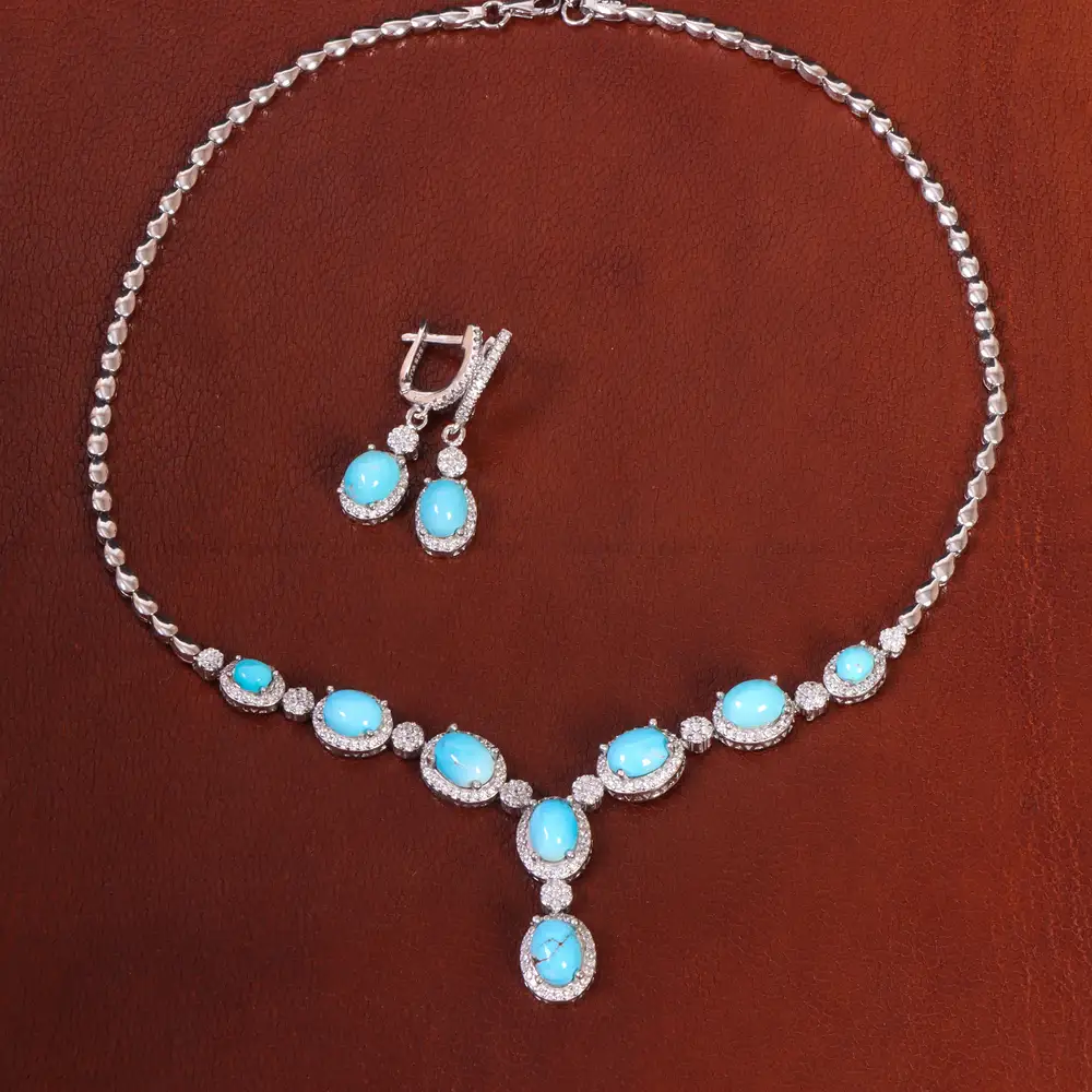 نیم ست فیروزه زنانه کد 26645