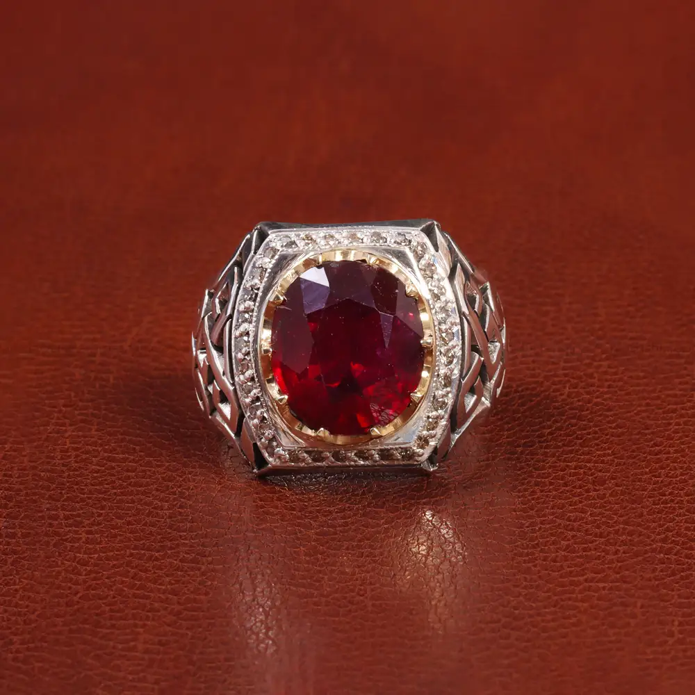 انگشتر یاقوت سرخ مردانه کد 26014