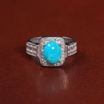 انگشتر فیروزه عجمی مردانه کد 26109
