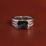 انگشتر توپاز آبی مردانه کد 26239