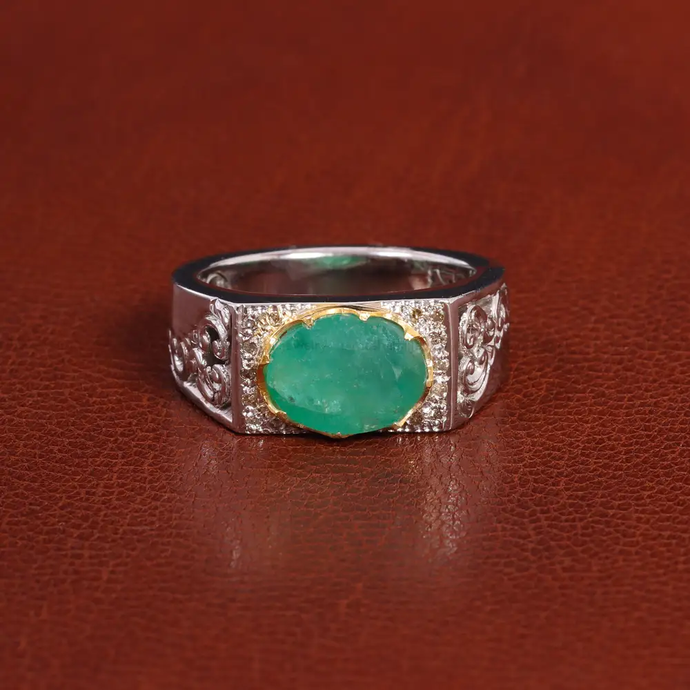 انگشتر زمرد مردانه کد 26240