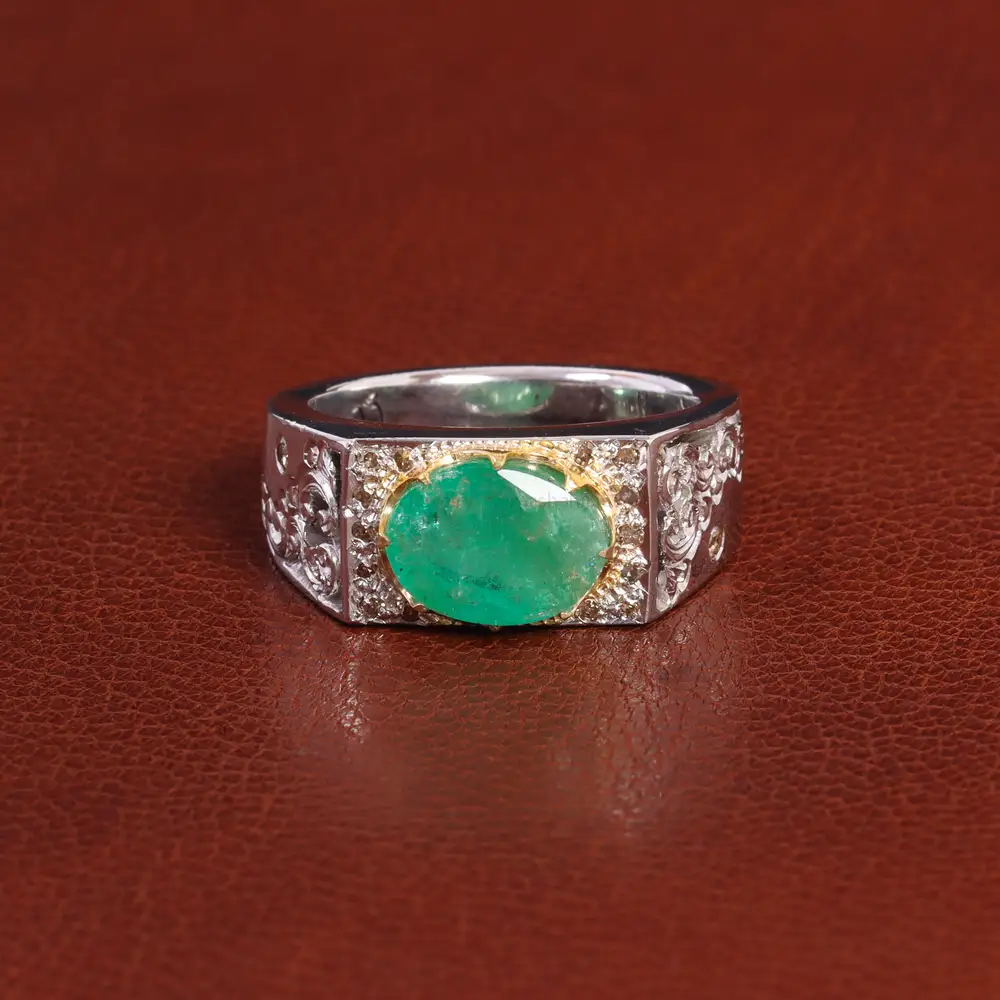 انگشتر زمرد مردانه کد 26244