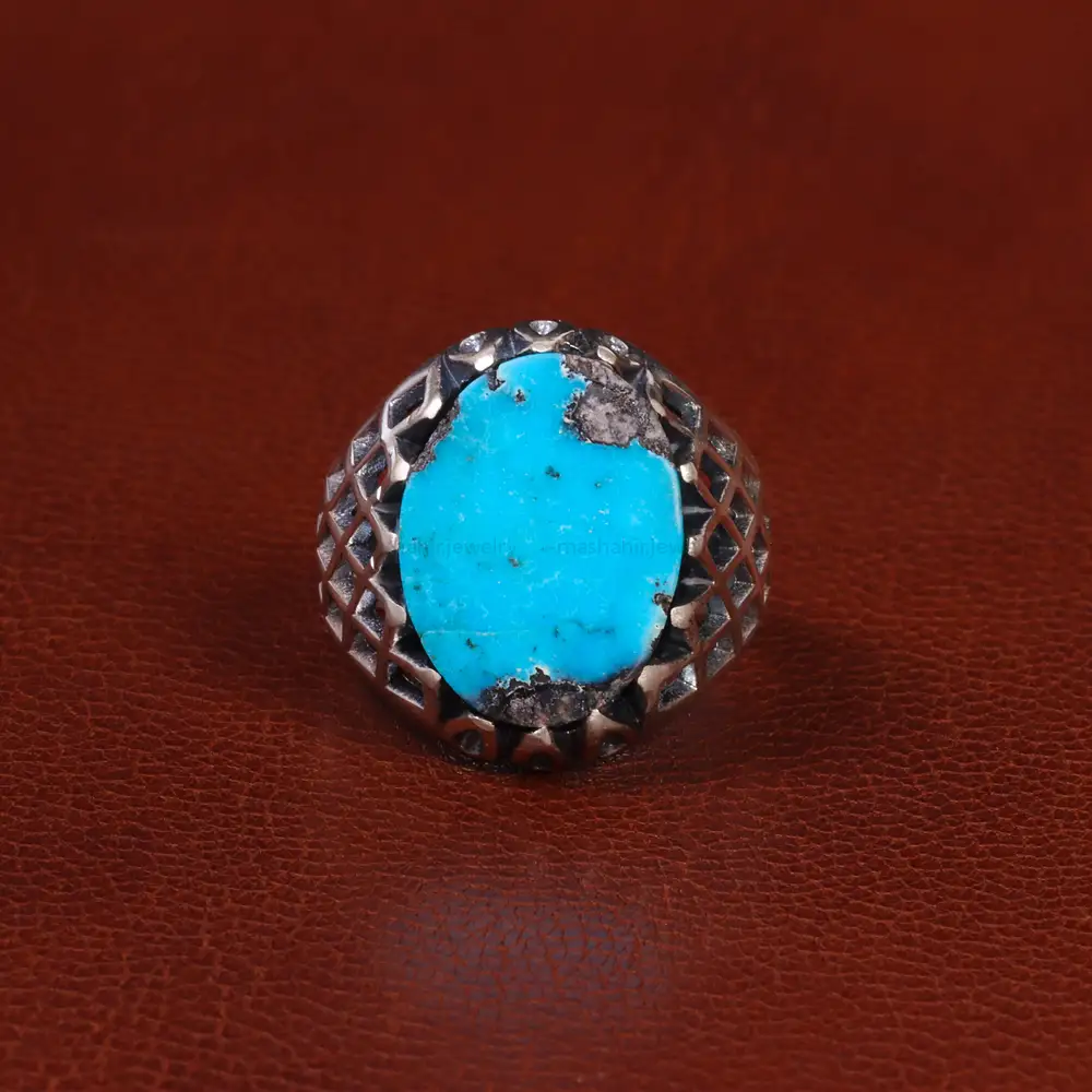 انگشتر فیروزه شجری مردانه کد 26277