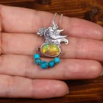 گردنبند اوپال زنانه طرح مرغ کد 26305