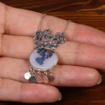 گردنبند عقیق شجری زنانه طرح گل و مرغ کد 26307