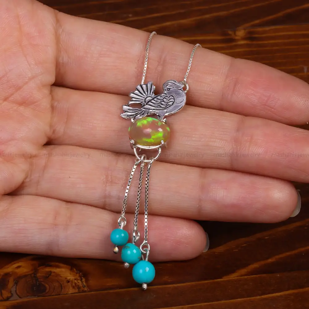 گردنبند اوپال زنانه طرح مرغ کد 26311