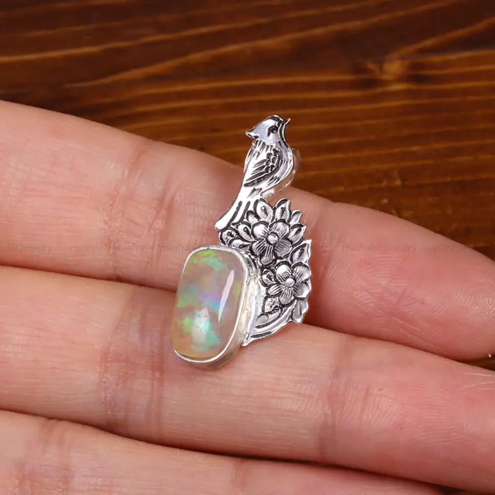 گردنبند اوپال زنانه طرح گل و مرغ کد 26316