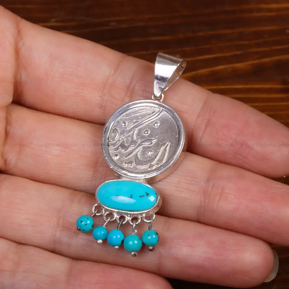 گردنبند فیروزه زنانه طرح سنتی کد 26320