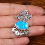 گردنبند فیروزه زنانه طرح گل و مرغ کد 26324