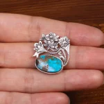 گردنبند فیروزه زنانه طرح گل کد 26328