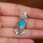 گردنبند فیروزه زنانه طرح مرغ کد 26332