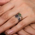 انگشتر اوپال زنانه طرح گل و مرغ کد 26341