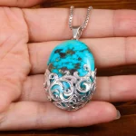 گردنبند فیروزه زنانه طرح پیچک کد 26368