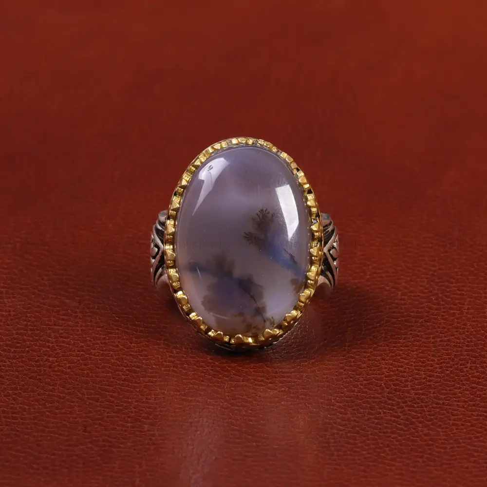 انگشتر عقيق شجر مردانه کد 26465