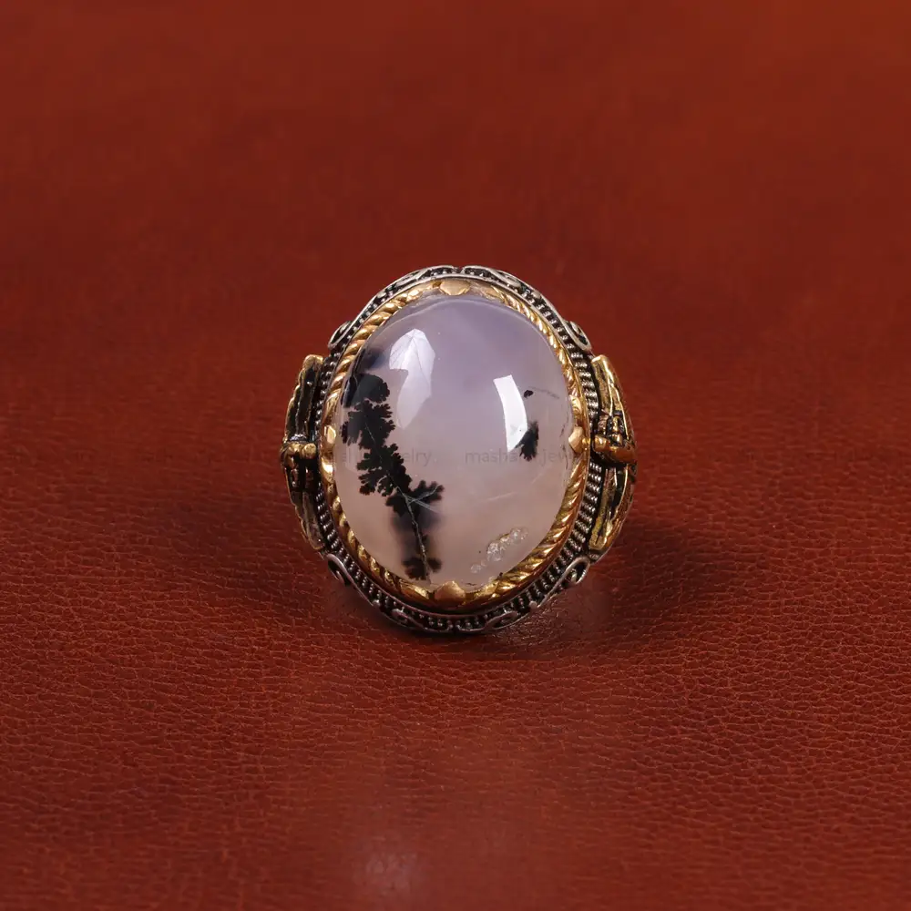 انگشتر عقيق شجر مردانه کد 26466