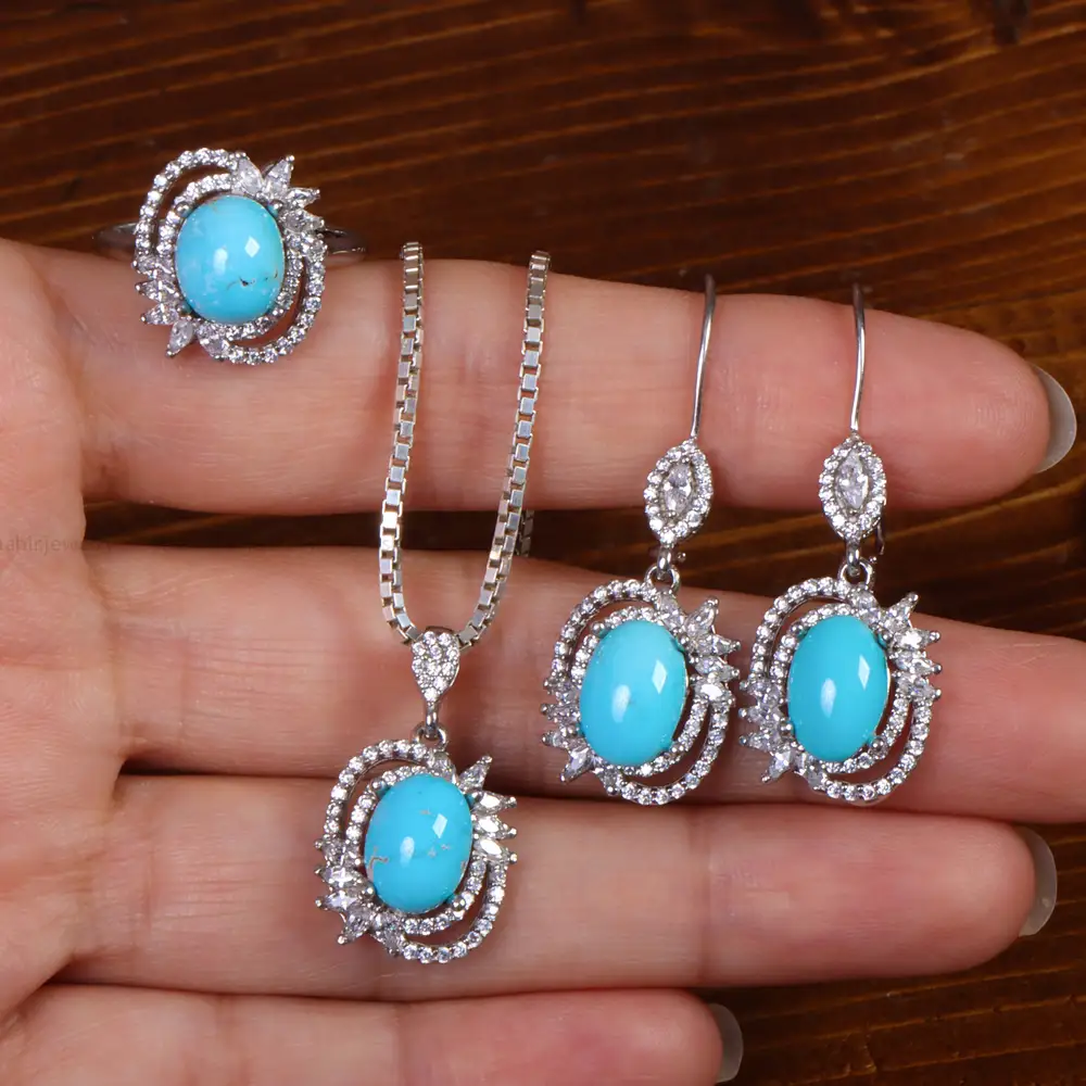 نیم ست فیروزه زنانه کد 26546