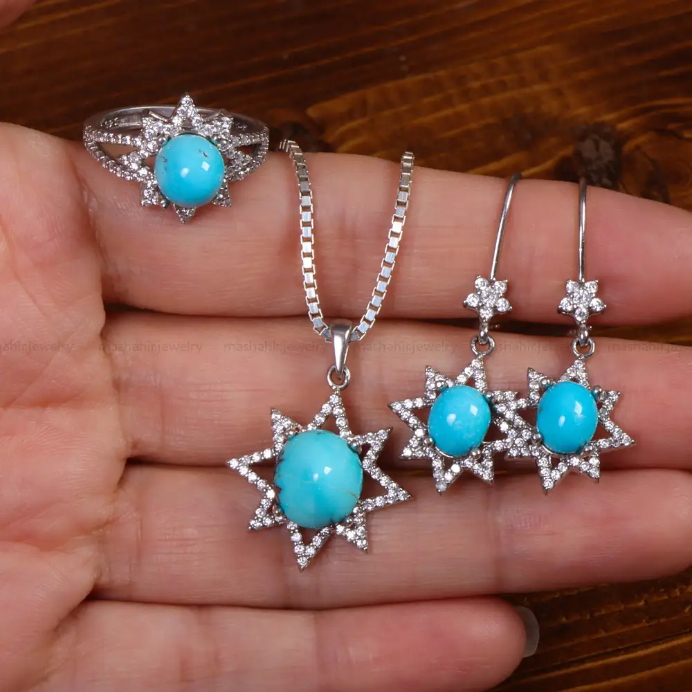 نیم ست فیروزه زنانه کد 26551