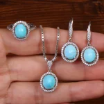 نیم ست فیروزه زنانه کد 26554