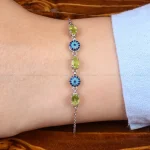 دستبند زبرجد زنانه طرح چشم زخم کد 26568