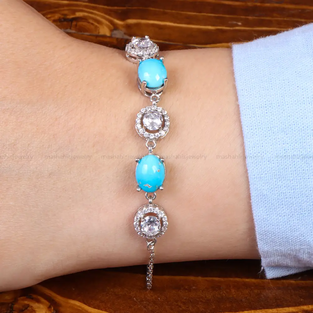 دستبند فیروزه زنانه کد 26569