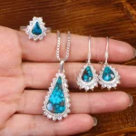 نیم ست فیروزه زنانه کد 26584