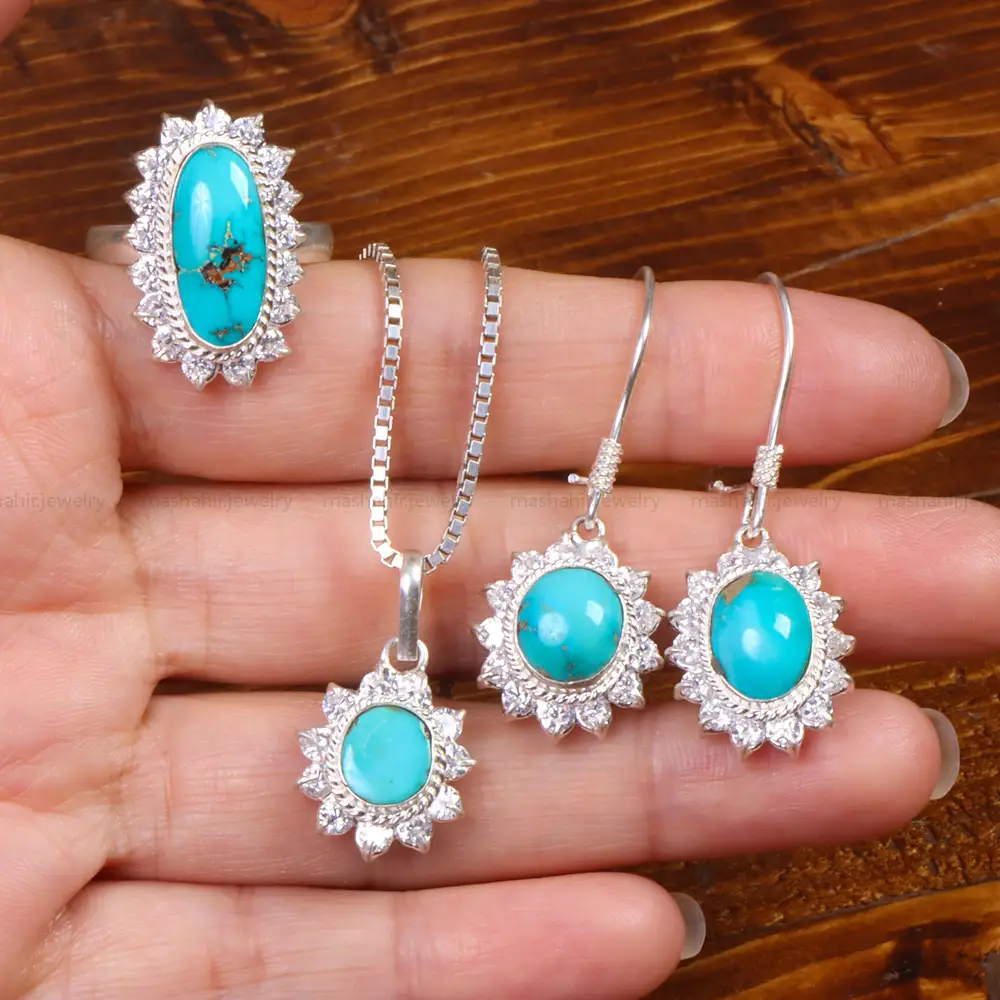 نیم ست فیروزه زنانه کد 26585