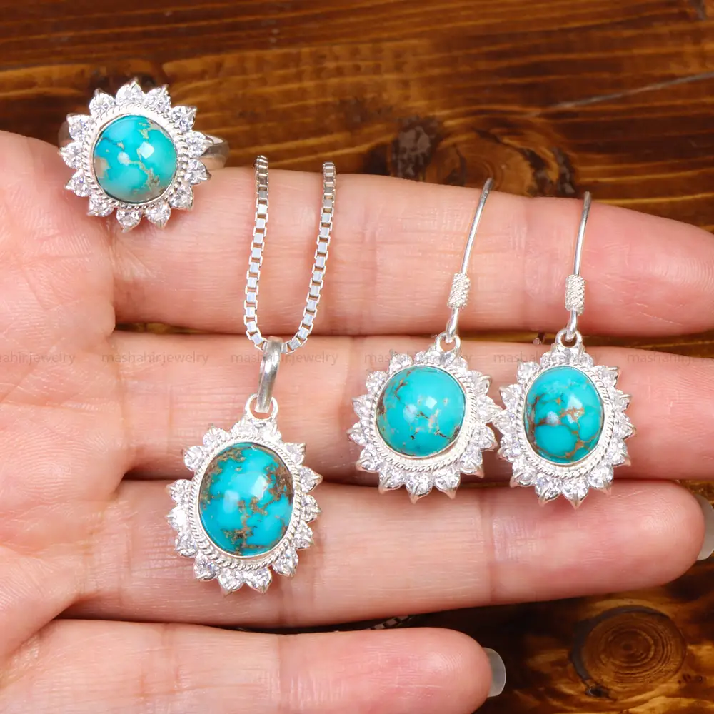 نیم ست فیروزه زنانه کد 26586