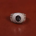 انگشتر عقیق مشکی مردانه کد 26611