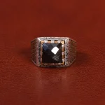 انگشتر عقیق مشکی مردانه کد 26616