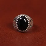 انگشتر عقیق مشکی مردانه کد 26618