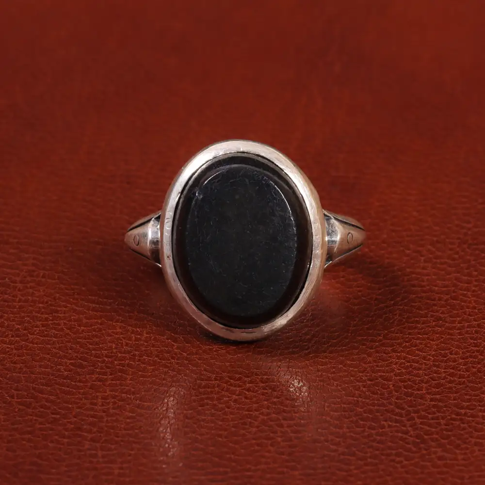 انگشتر عقیق مشکی مردانه کد 26619