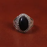 انگشتر عقیق مشکی مردانه کد 26620