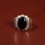 انگشتر عقیق مشکی مردانه کد 26623
