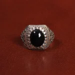 انگشتر عقیق مشکی مردانه کد 26624