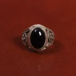 انگشتر عقیق مشکی مردانه کد 26625
