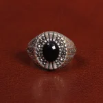 انگشتر عقیق مشکی مردانه کد 26626