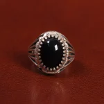انگشتر عقیق مشکی مردانه کد 26627