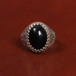 انگشتر عقیق مشکی مردانه کد 26628