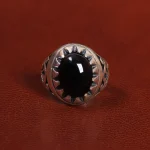 انگشتر عقیق مشکی مردانه کد 26629