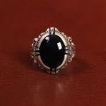 انگشتر عقیق مشکی مردانه کد 26631