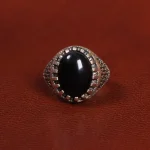 انگشتر عقیق مشکی مردانه کد 26632