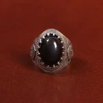 انگشتر عقیق مشکی مردانه کد 26634