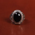 انگشتر عقیق مشکی مردانه کد 26637
