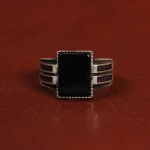 انگشتر عقیق مشکی مردانه کد 26638