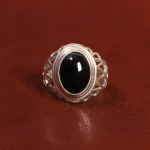 انگشتر عقیق مشکی مردانه کد 26640