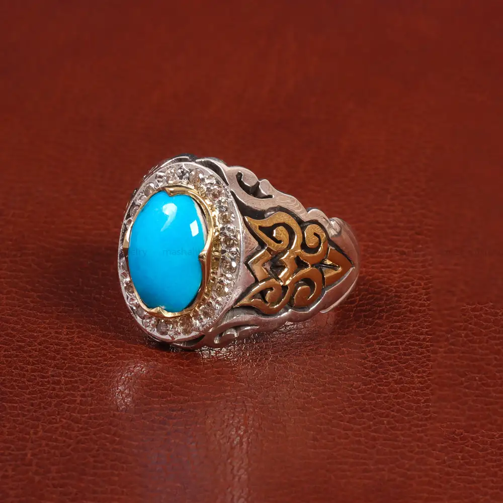 انگشتر فیروزه عجمی مردانه کد 26008