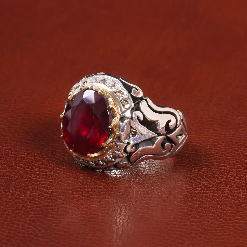 انگشتر یاقوت سرخ مردانه کد 26018