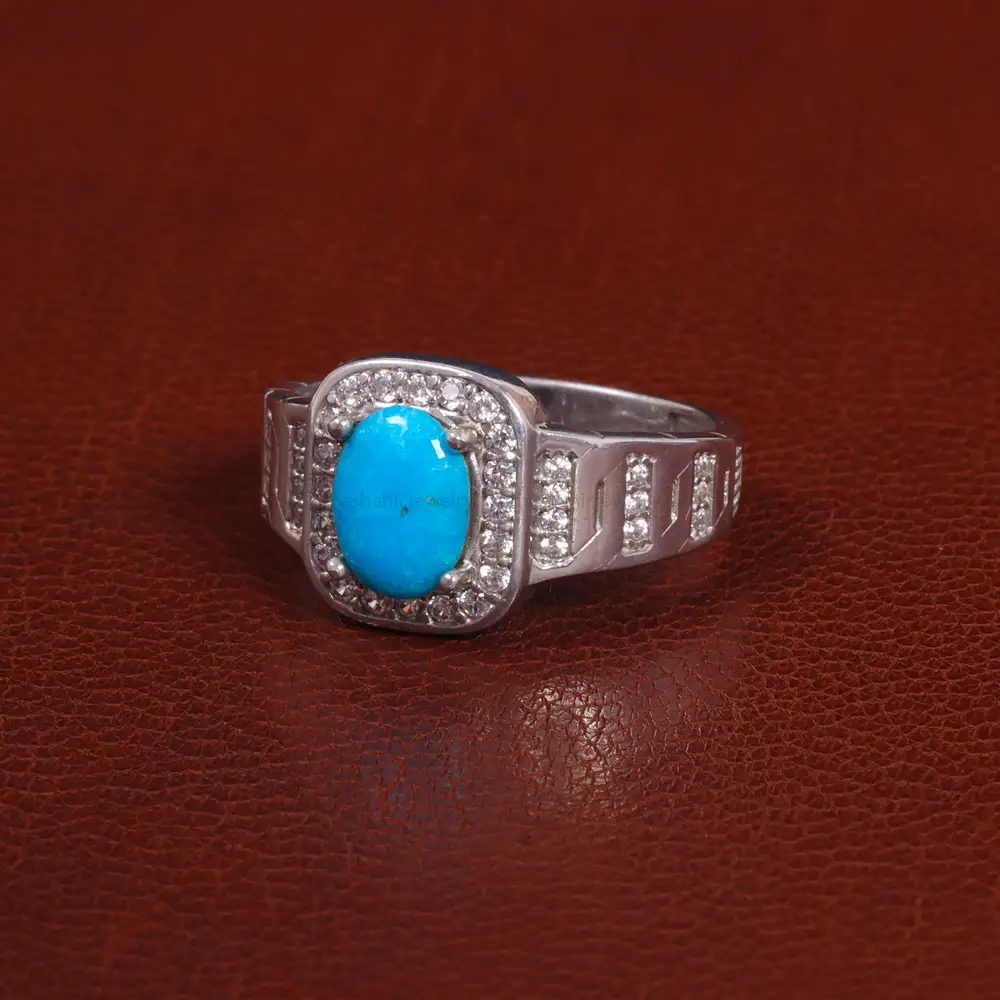 انگشتر فیروزه عجمی مردانه کد 26105